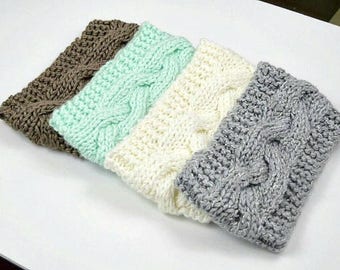 Knit Headband, Cable Braided Earwarmer, Crochet Head Wrap, Choose your color Womens Headwrap, Wide Knit Head Band, Winter Ear Cover