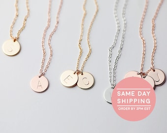 Gold Initial Necklace - Bridesmaid Gift - Bridesmaid Jewelry Friendship Necklace Letter Necklace - CN