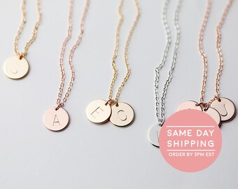 Dainty Disc Necklace Monogram Necklace Best selling items Family Tree Personalized Grandmother Jewelry Birthday Gift initial disc - CN