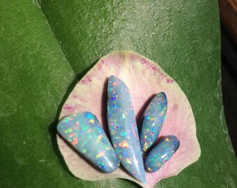 9.2 CT - Set of 4 Opals from the Exotic Honduras! Gorgeous Volcanic Black Honduran Opals!! Will make an Amazing Jewelry Set! Video Included!
