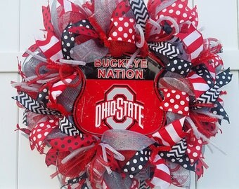 Ohio State Wreath, Ohio State Buckeyes Wreath, Ohio State University Wreath, Buckeyes Wreath, Buckeye Nation Wreath, Bucks Wreath