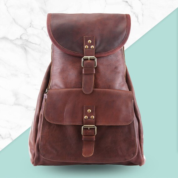 Leather Backpack Rucksack in Vintage Brown by MAHI Leather