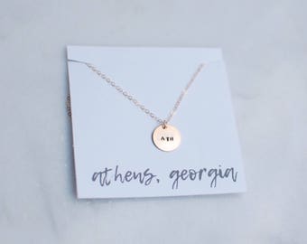 Athens, Georgia Gold Circle Necklace