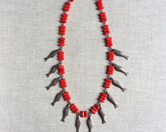 Glass and silver mexican necklace from the 40s / 50s