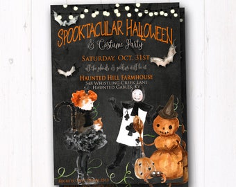 Vintage Halloween Invite - Rustic Halloween Party Invitation - Trunk or Treat Flyer - Costume - Kids Trick or Treat - Haunted House