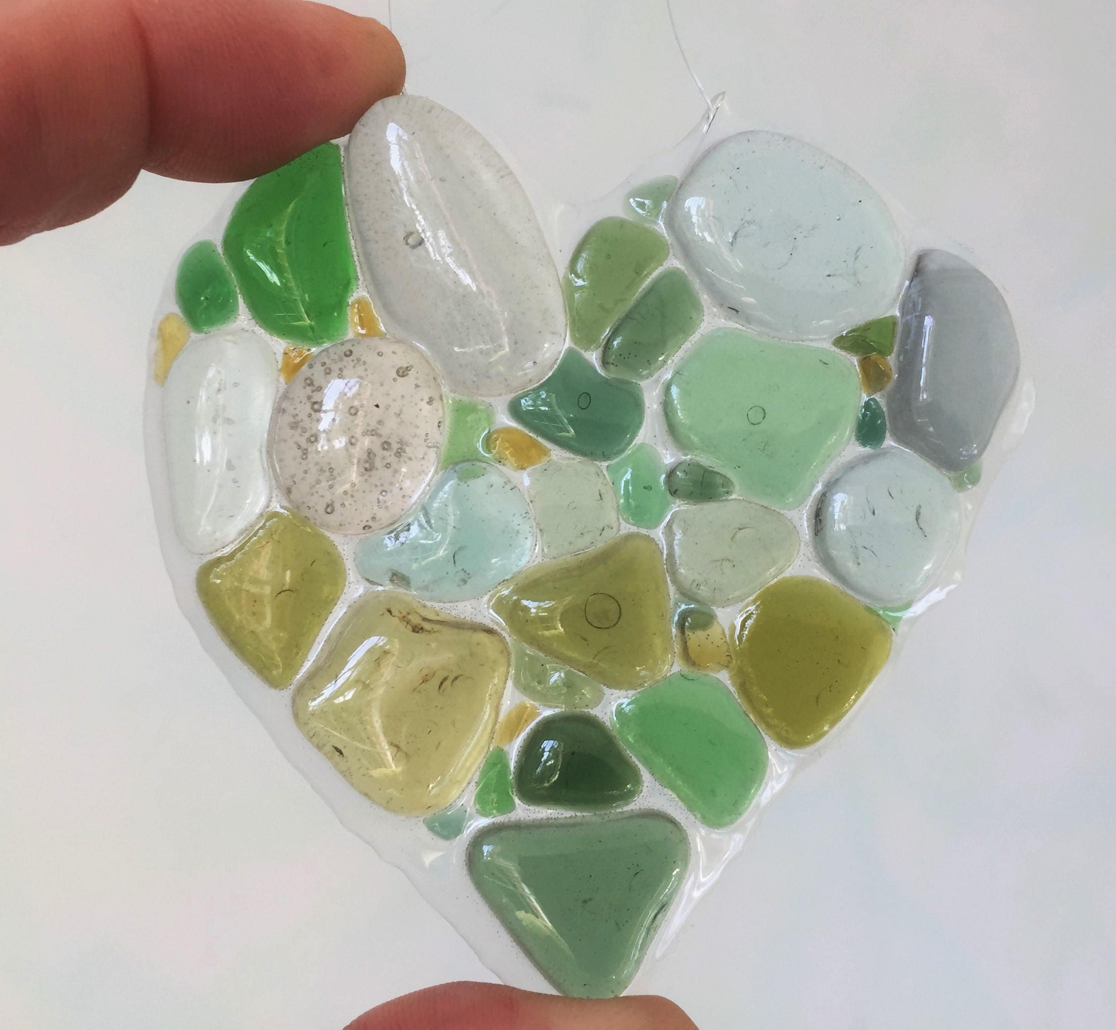 Sea Glass Art Heart Suncatcher Beach Glass Art Sea Glass Art 9096