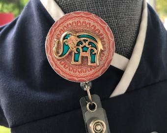 Blue Elephant Badge Reel/Velcro Backed Elephant Badge Reel Cover/Interchangeable/Nurse/Teacher/ID Wearer Badge Reel Cover