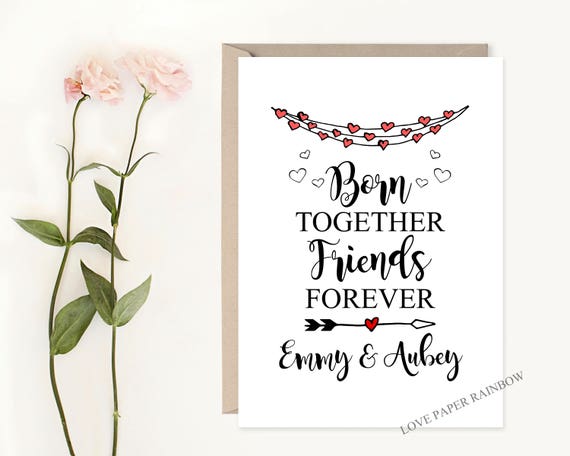Download born together friends forever twins card new baby twins