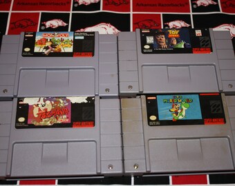 Super Nintendo Game - Super Mario World - Toy Story - Taz Mania - Monopoly - SNES