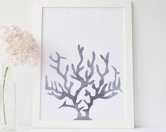 Blue Coral Coastal Wall Art for Living Room,Canvas Picture Wall Decor ...