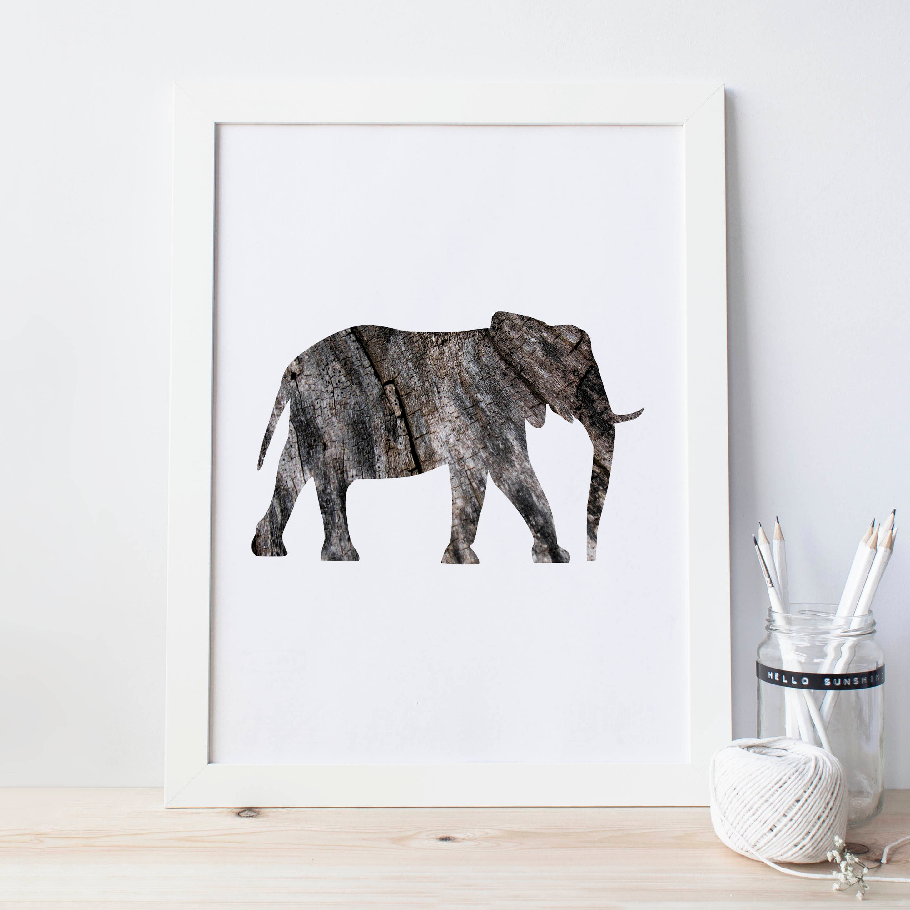 Rustic Decor Elephant Art Print Elephant Wall Decor Nursery