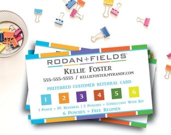 Rodan and Fields Preferred Customer Punch Cards / Rodan + Fields Referral Program / RF / Printed or Digital File / Business Card