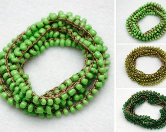 Green bracelet Boho bracelet Summer Jewelry Beach bracelet Crochet bracelet Wrap bracelet Boho Jewelry Beaded bracelet womens gift for her