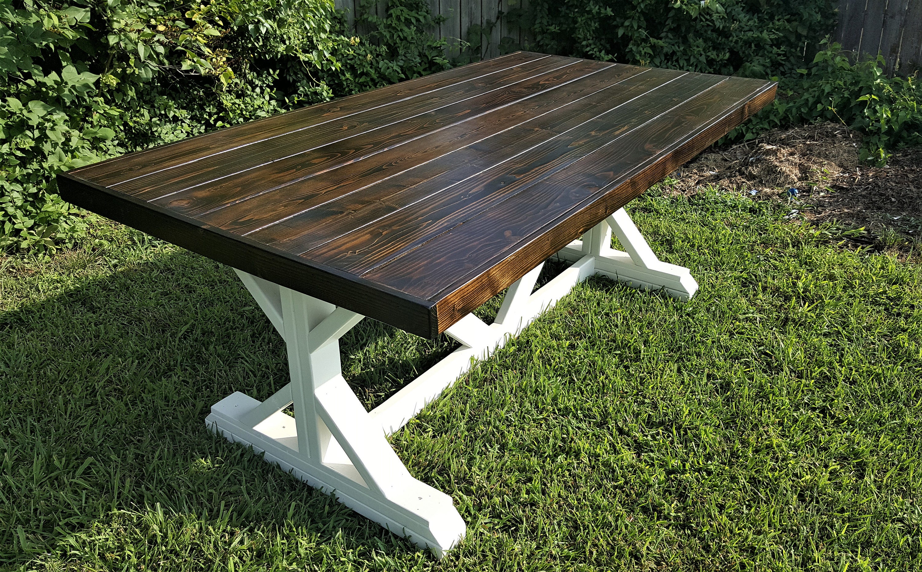 Farmhouse Table Fancy X Trestle Leg Handmade Solid Wood Kitchen And Dining Room Furniture Family Gathering Country Rustic Farmhouse Table Fancy X Trestle Leg Handmade Solid Wood Kitchen And Dining Room Furniture Family Gathering Country Rustic