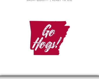 Arkansas Go Hogs State Silhouette Graphic - Razorback SVG - Arkansas SVG - Cut File - Digital Download - Cricut - Silhouette Ready to Use!