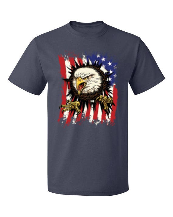 Eagle Ripping Through The American Flag Men's T-shirt