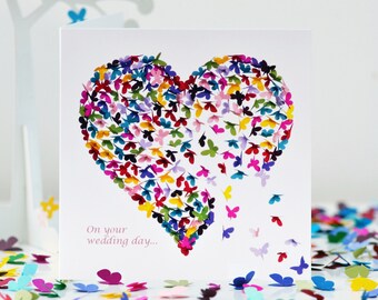 Wedding Card, Butterfly Wedding Card , Heart Wedding Card with, Kaleidoscope Wedding Card, Love Wedding card, On Your Wedding Card