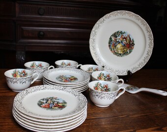 Eastern China 22 K Gold 20 Piece Dessert Service Set