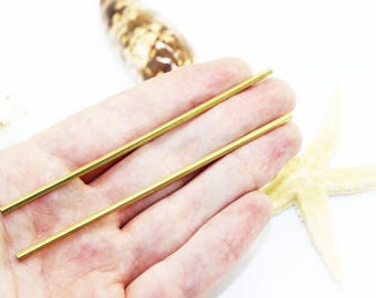 20 Pcs 2x2x100mm Raw Brass Long Tube Beads, Tubes, Square Tube Beads, Laiton perles