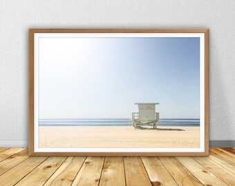 Beach Print, Coastal Wall Art, Beach Photography , Beach Home Decor, Ocean Blue, Beach Hut Print, Sea Print, Bathroom Wall Art (W0531)
