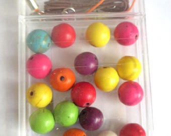 1 set of 19 beads 11mm turquoise mix color (4)
