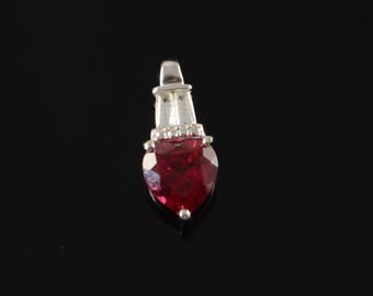 10k 1.20 CTW Heart Cut Synthetic Ruby CZ Pendant Gold