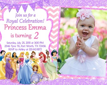 Disney Princess Invitation, Disney Princess Birthday, Disney Princess Party