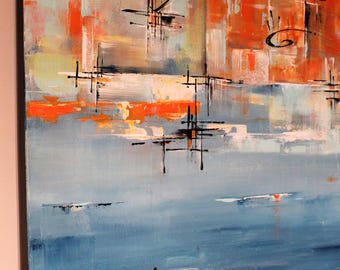 Mid-century modern art abstract original painting mcm