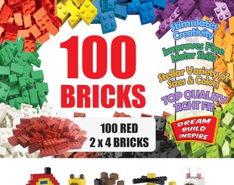 100 Red LEGO Compatible Bricks