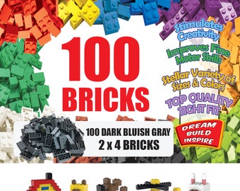 100 Dark Bluish Gray LEGO Compatible Bricks