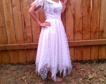Vintage wedding dress // Fairy wedding dress // 80s wedding dress // White wedding dress // Halloween costume // zombie costume