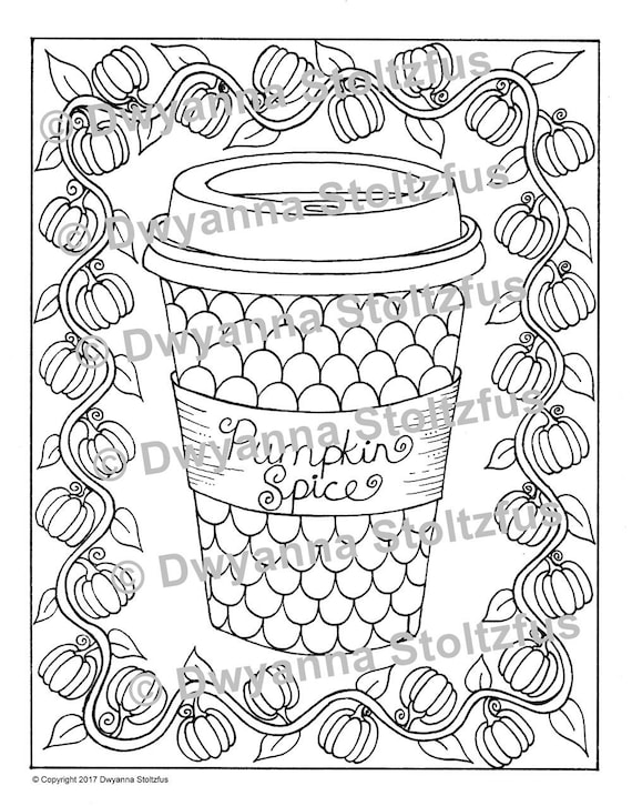 Download Pumpkin Spice Latte Coloring Page JPG