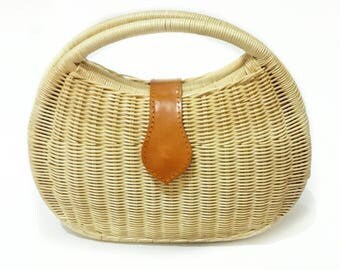 New! Rattan wicker purse, handmade woven bag, top handle bag, wicker bag, rattan bag, rattan purse, handwoven bag, natural bag,natural purse