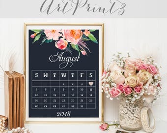 Due Date Pregnancy Printable, Wedding Announcement Calendar Sign, Printable Floral Pregnancy Calendar, Watercolor Flowers, Wall Art Gift