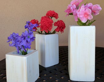Set of 3 Shabby Chic Country Vases from Repurposed & Reclaimed Pallet Wood
