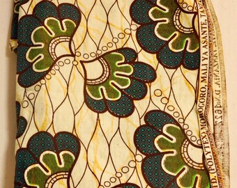 African batik yardage--handmade cotton fabric 42" by 66"