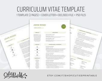 Clear Resume Template - CV Template (2 pages) + Cover Letter - .docx and .psd format | Instant Download