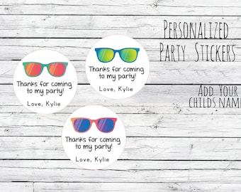 Custom Sunglasses Stickers, 80s Theme Summer, Sunglasses Labels, Awesome 80s Party, 50s Party ,Neon Party, Thanks for Coming, 80s Labels,