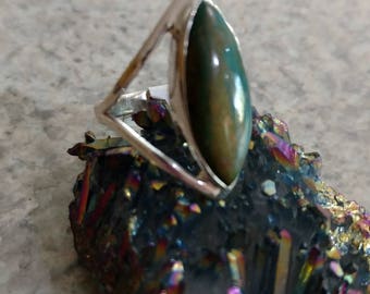 Genuine Peruvian Blue Opal Ring, Size 10 1/2