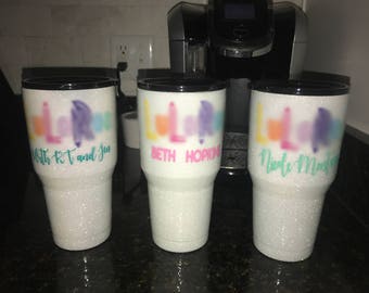 Fashion Consultant Glitter Yeti Tumbler // glitter dipped tumbler // glitter dipped stainless steel tumbler // glitter ozark tumbler