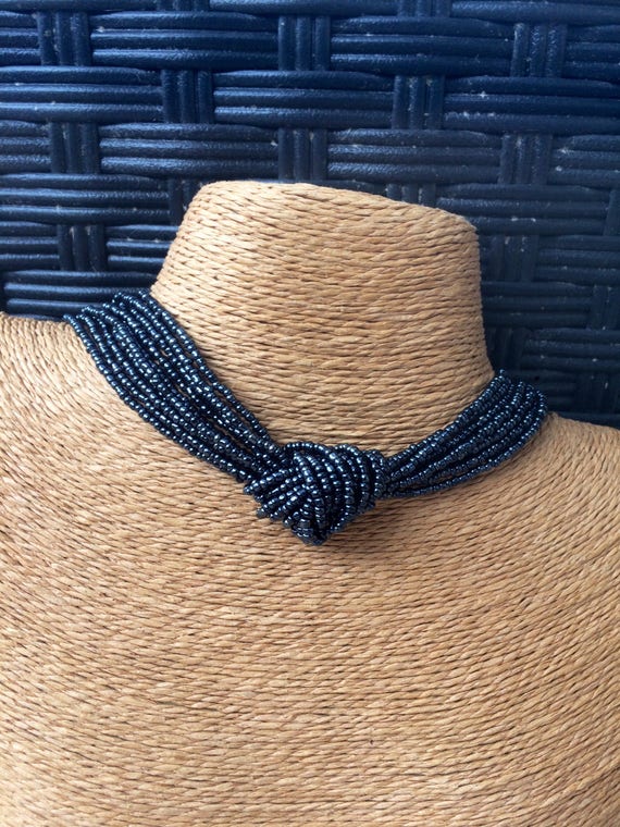 Navy beaded necklace navy necklace blue bridesmaids blue