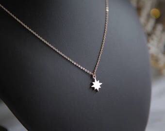 North Star Necklace, Rose Gold Star Necklace, Rose Gold North Star Necklace, Rose Gold Necklace, Boho Galaxy Necklace, North Star Pendant
