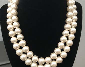 Double Strand Faux Pearl 20" Necklace