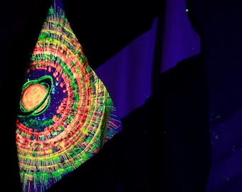UV light, glow in the dark, psychedelic, Goa party pants, shorts, Festival clothing, psy, psy art