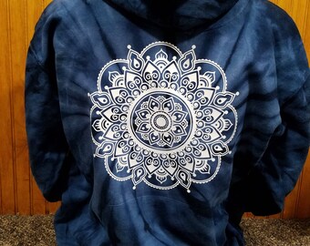 Tie Dye Hoodie with Large Mandala Print