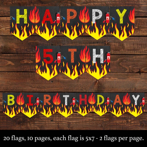 Fireman Birthday Banner Chalkboard Fireman Firefighter