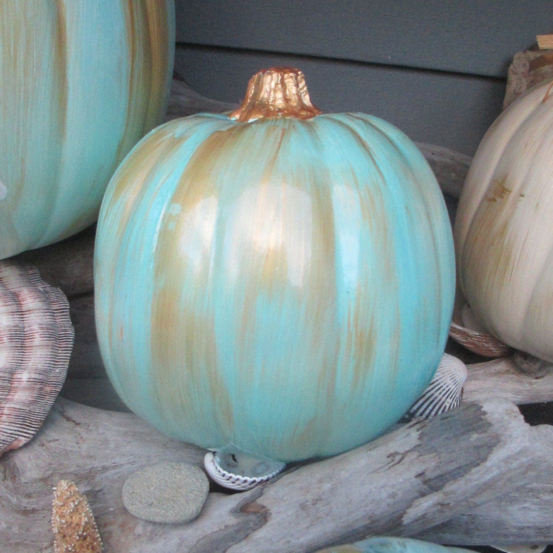 Teal pumpkin Fall decoration Painted pumpkins Fall decor