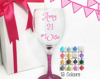 21st birthday for a girl, 21st birthday gift for her, 21st birthday wine glass, birthday gift for best friend, wine glasses personalised,