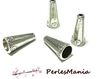 10 cups of ETHNIQUE2B3430 old silver cord ends caps