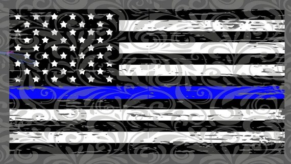 Download Distressed Flag Thin Blue Line SVG Cut File